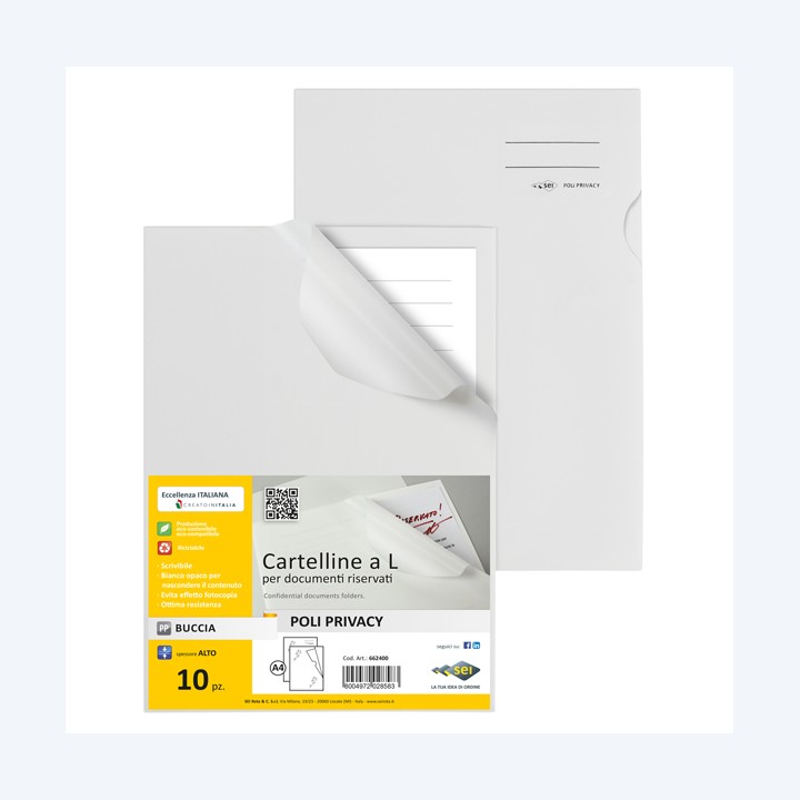 Cartellina a L Poli Privacy A4 PP — 90126 | Ecotempo