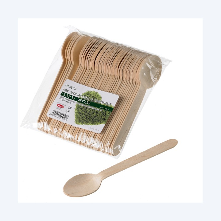 Cucchiai in legno 16 cm Leone conf. 48 pezzi | Ecotempo