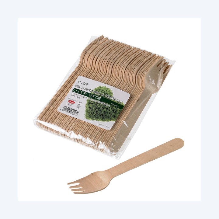 Forchette in legno 16 cm Leone conf. 48 pezzi | Ecotempo
