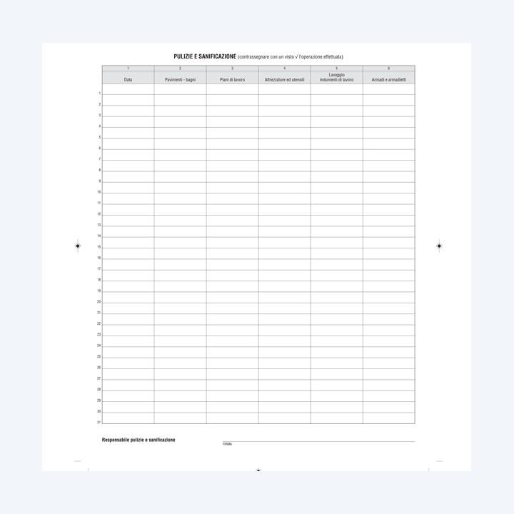 Registro pulizia e sanificazione in — 90540 | Ecotempo