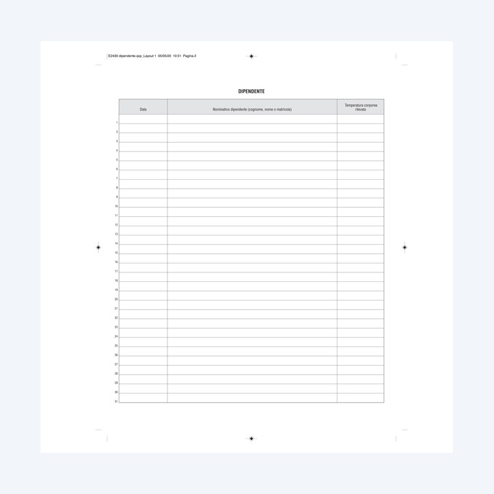 Registro rilevazione temperatura — 90541 | Ecotempo
