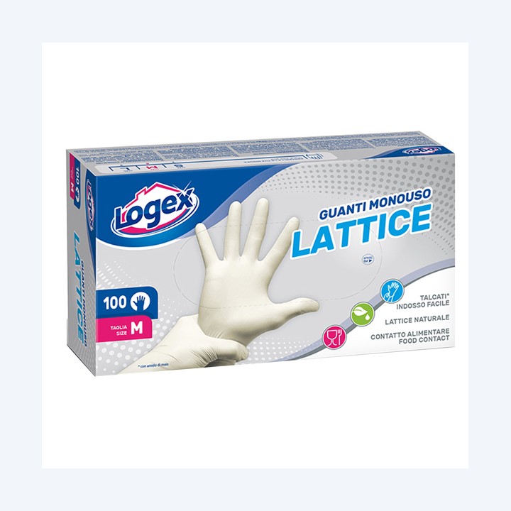 Guanti monouso in lattice tg. M Logex — 90835 | Ecotempo