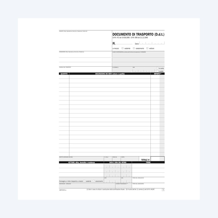 Blocco DDT 33/33/33 copie autoric. 29,7 — 90860 | Ecotempo