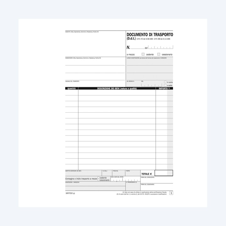 Blocco DDT 50/50 copie autoric. 21,5 x — 90874 | Ecotempo