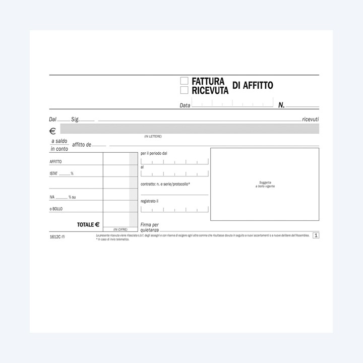 Blocco ricevute/ fatture di affitto — 90876 | Ecotempo