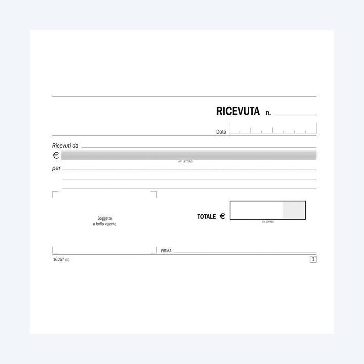 Blocco ricevute generiche 50/50 copie — 90888 | Ecotempo