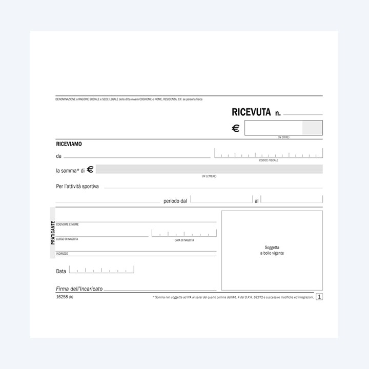 DATA UFFICIO Blocco ricevute pagamento — 90889 | Ecotempo