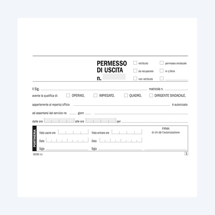 Blocco permessi di uscita 50/50 copie — 90890 | Ecotempo