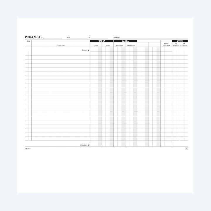 Blocco prima nota cassa 50/50 copie — 90901 | Ecotempo