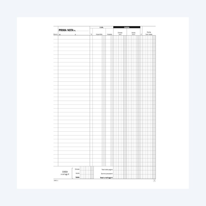 Blocco prima nota cassa/IVA 50/50 copie — 90902 | Ecotempo