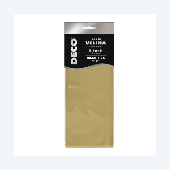 Carta velina 50 x 76 cm 20 gr oro metal — 91222 | Ecotempo
