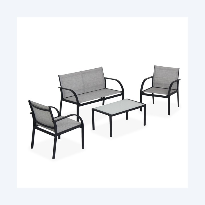 Salotto Ankara nero/grigio Garden Friend set 4 elementi | Ecotempo