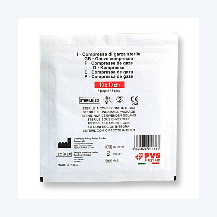 Busta di garza compressa sterile 10 x 10 cm PVS | Ecotempo