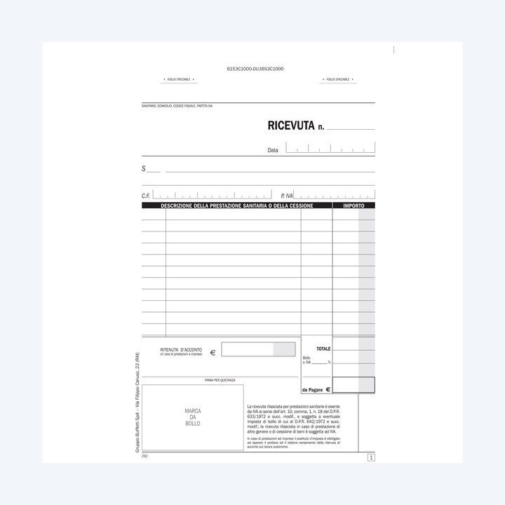 Blocco ricevute sanitarie numerate — 93654 | Ecotempo