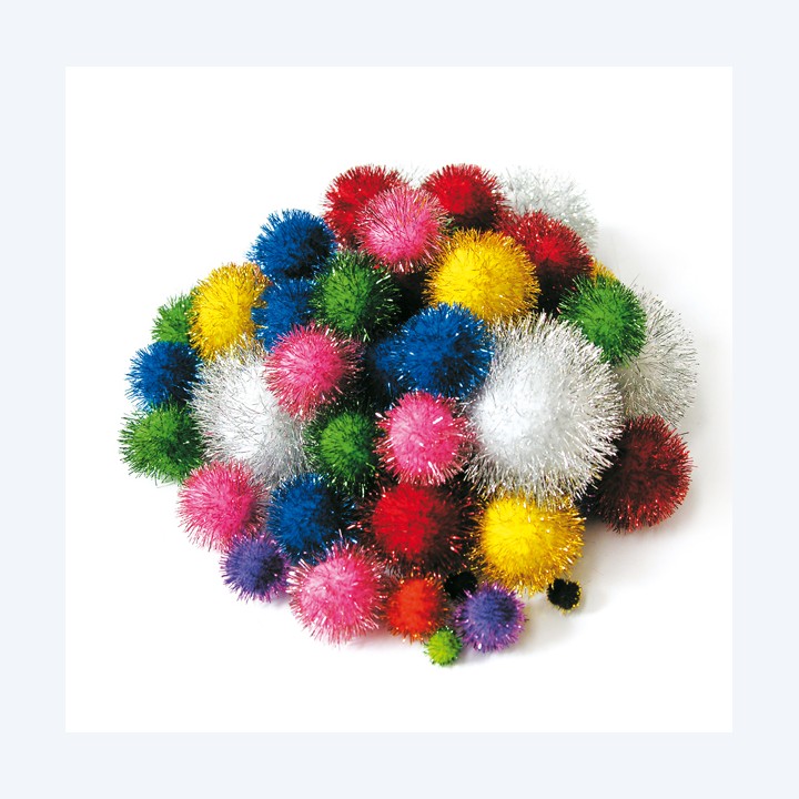 Pompon Lamè 7-28 mm colori assortiti — 93949 | Ecotempo