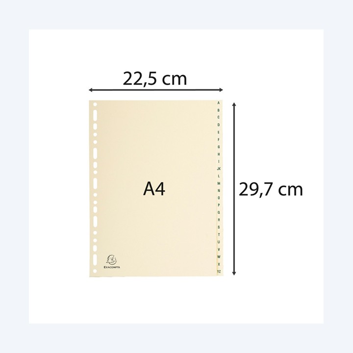 Separatori 24 tasti A-Z cartoncino A4 avorio Exacompta | Ecotempo