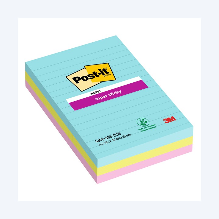 Blocco Post-it Super Sticky 4690-SS3COS — 94360 | Ecotempo