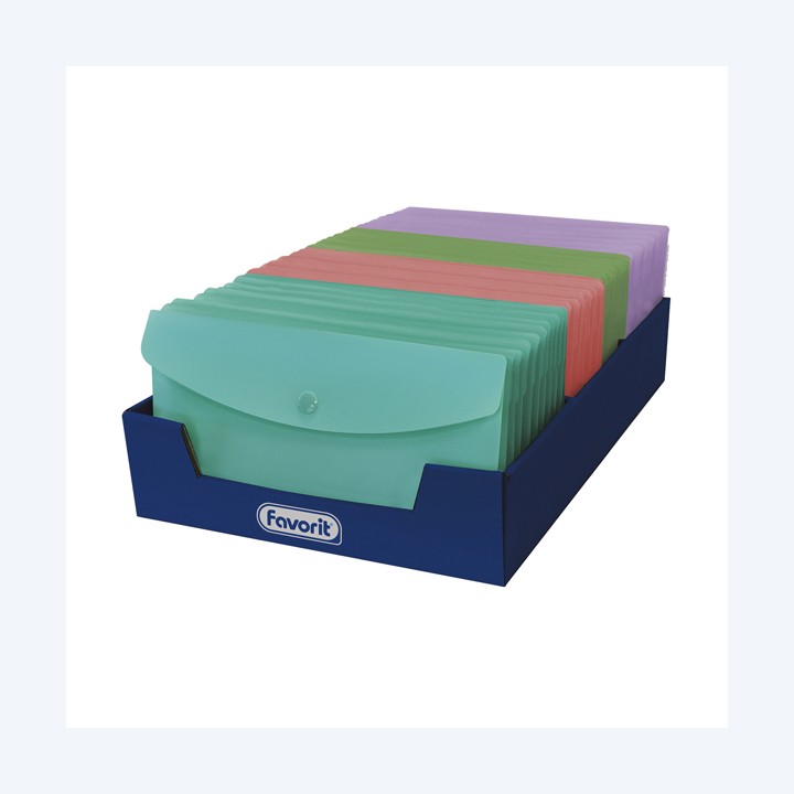 Busta con bottone Pastel 9,9 x 21 cm PP — 94511 | Ecotempo
