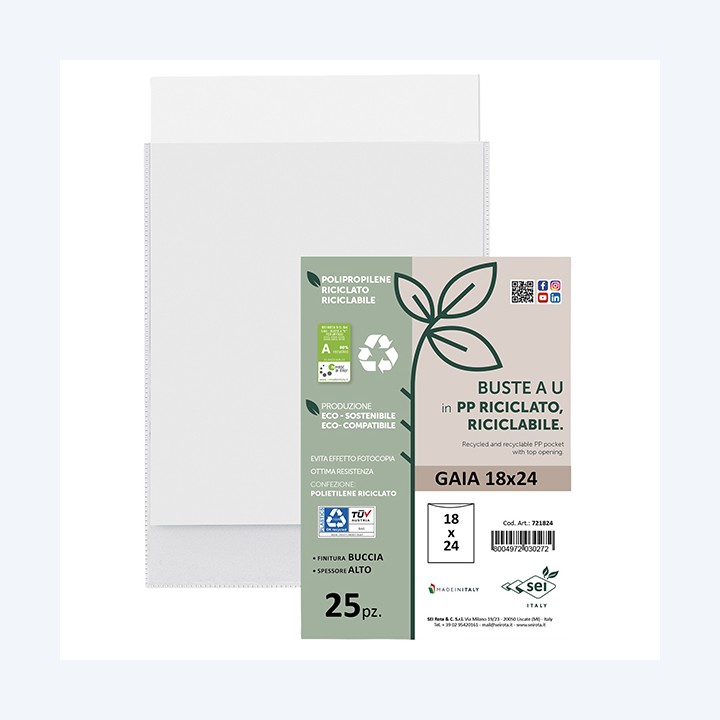 Buste a sacco Gaia PP riciclato 18 x 24 — 94535 | Ecotempo