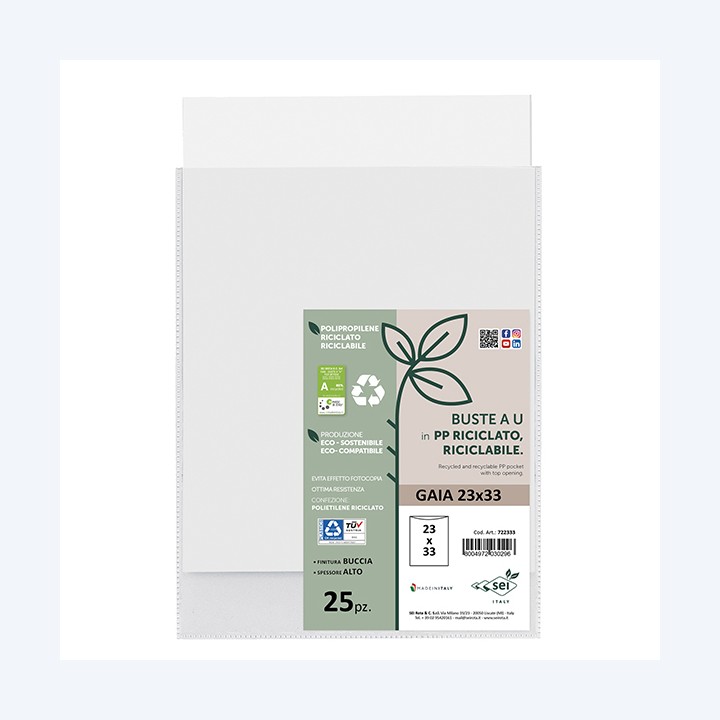 Buste a sacco Gaia PP riciclato 23 x 33 — 94537 | Ecotempo