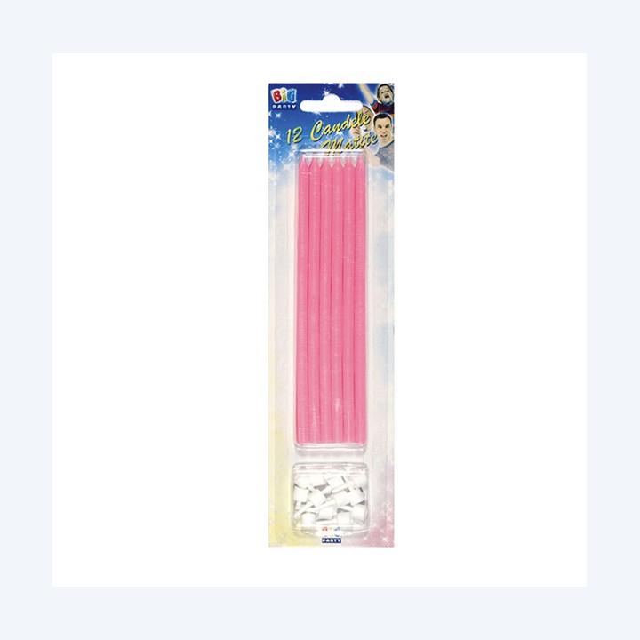 Candeline matite 15 cm rosa Big Party conf.12 pezzi | Ecotempo