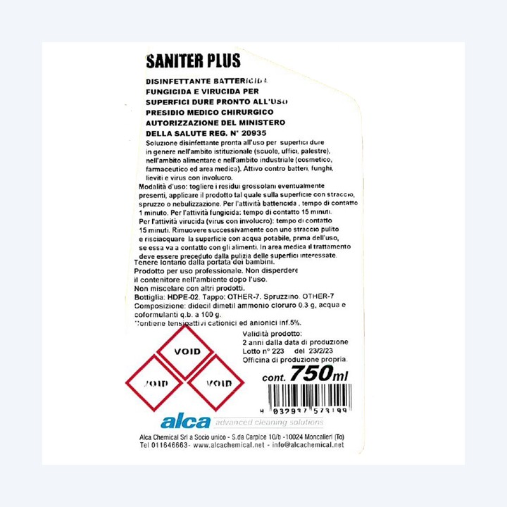 Sgrassante Saniter Plus 750 ml Alca | Ecotempo