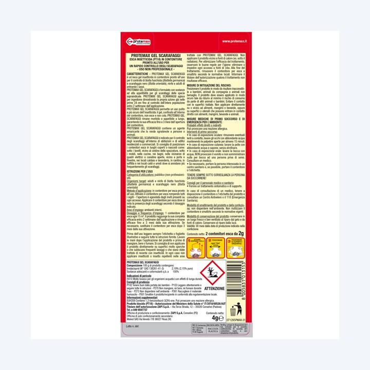 Esche gel per scarafaggi Protemax blister 2 pezzi | Ecotempo
