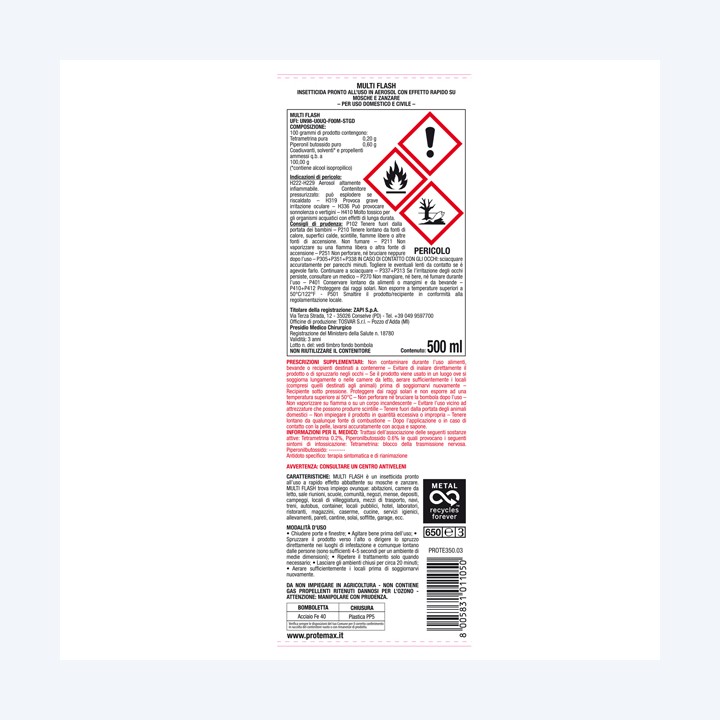 Insetticida spray mosche e zanzare 500 ml Protemax | Ecotempo