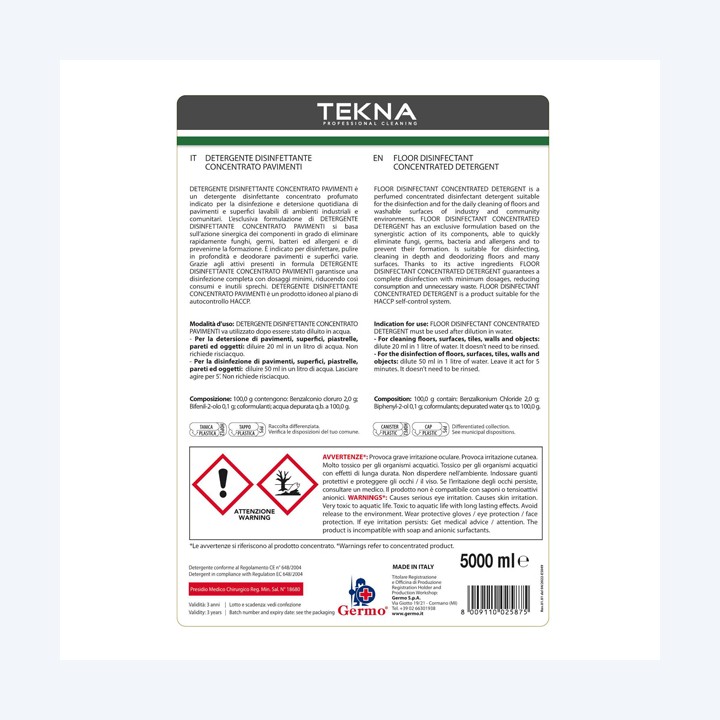 Disinfettante detergente per pavimenti — 95911 | Ecotempo