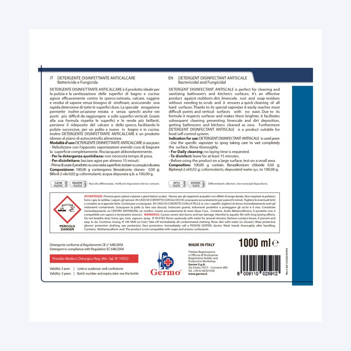 Detergente disinfettante anticalcare — 95917 | Ecotempo