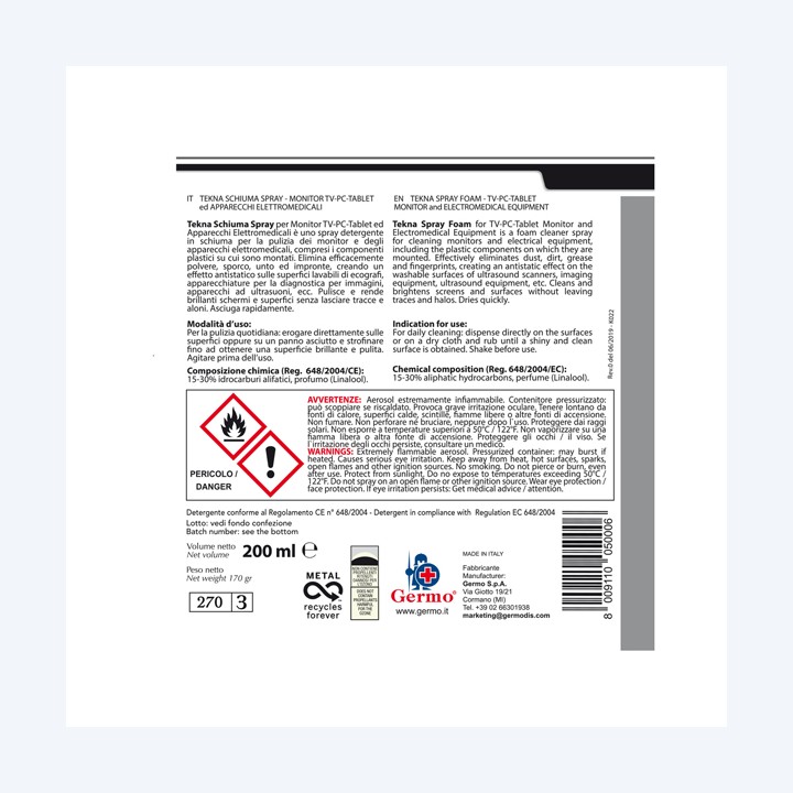 Schiuma spray per monitor/pc/tablet/tv 200 ml Tekna | Ecotempo