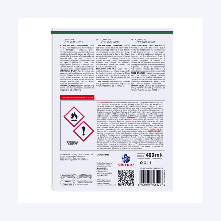 Spray disinfettante Climacare per — 95925 | Ecotempo