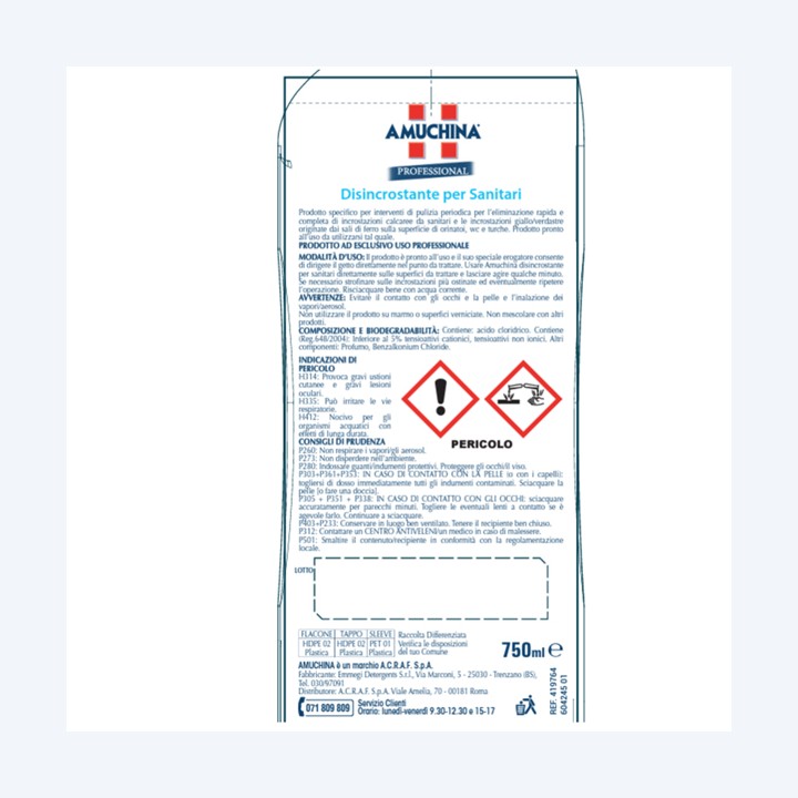 Disincrostante sanitari 750 ml Amuchina Professional | Ecotempo