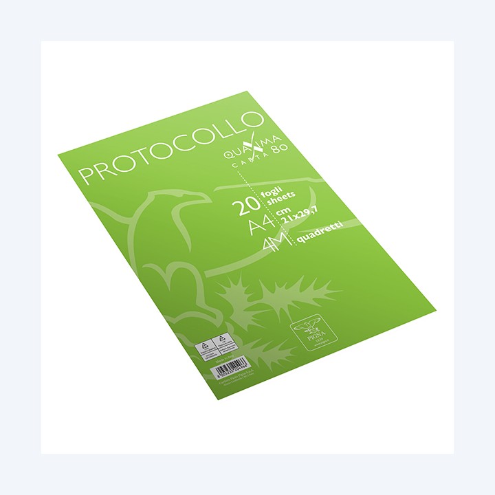 Fogli protocollo Quaxima A4 4 mm 80 gr — 98513 | Ecotempo