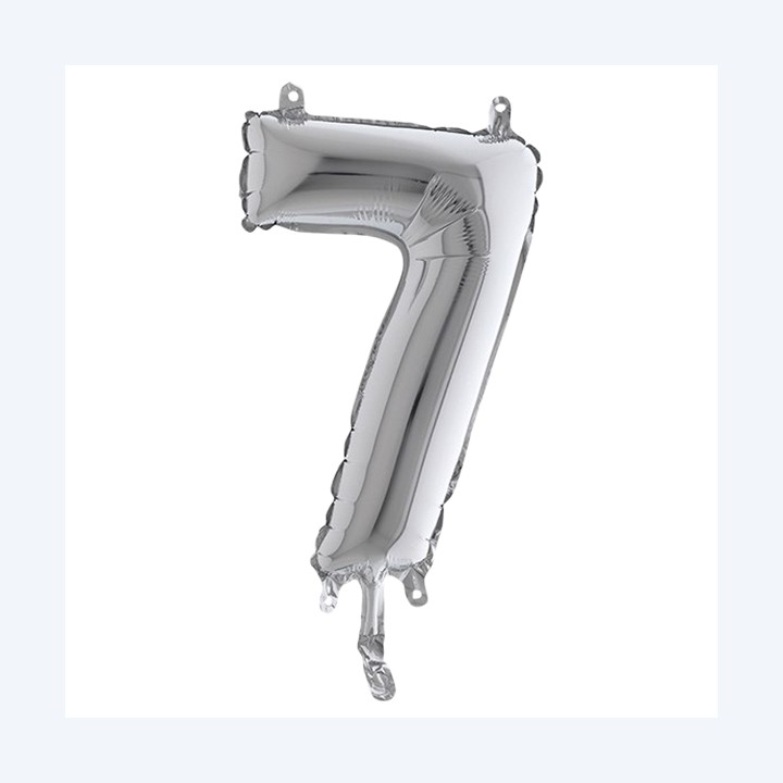 Palloncino numero 7 H 36 cm mylar argento Big party | Ecotempo