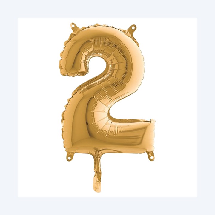 Palloncino numero 2 H 36 cm mylar oro Big party | Ecotempo