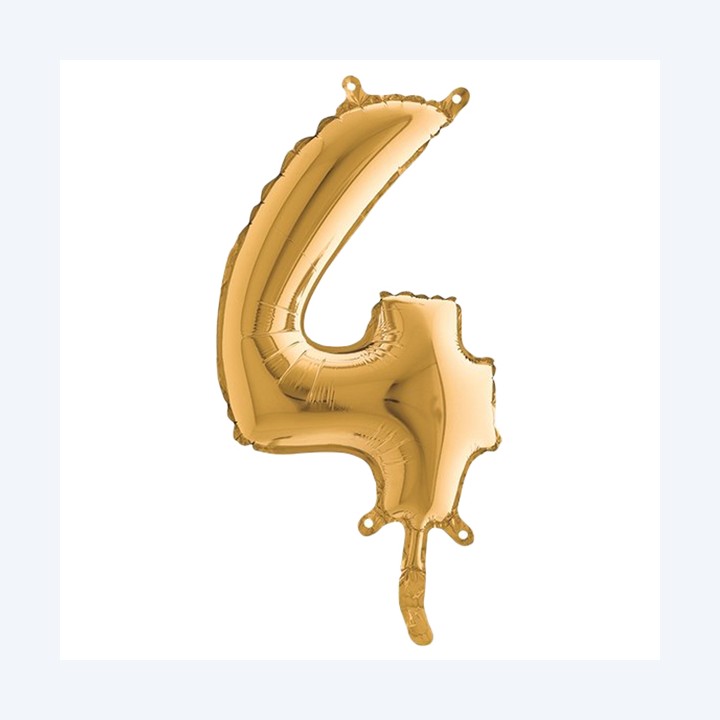 Palloncino numero 4 H 36 cm mylar oro Big party | Ecotempo