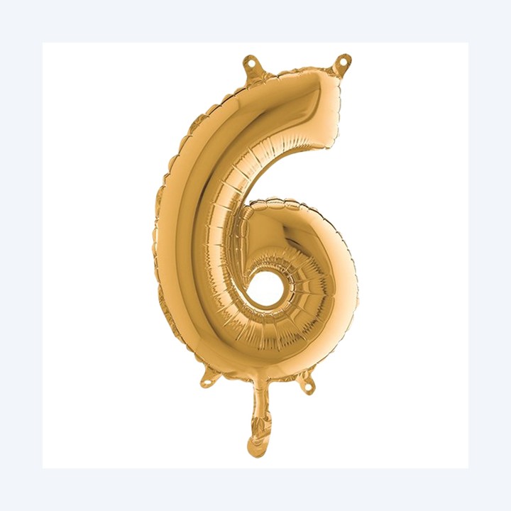 Palloncino numero 6 H 36 cm mylar oro Big party | Ecotempo