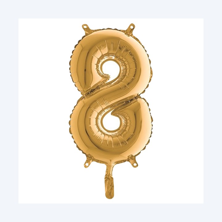Palloncino numero 8 H 36 cm mylar oro Big party | Ecotempo