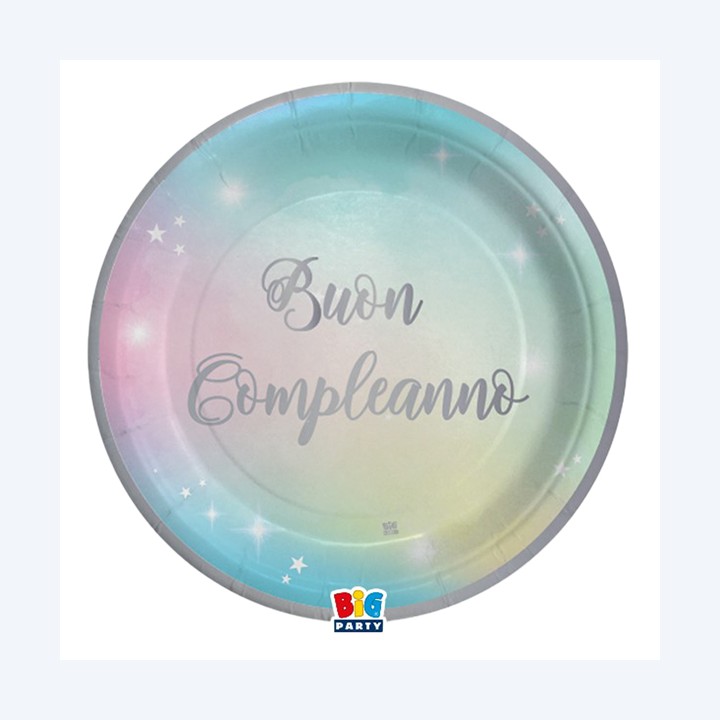 Piatto Soft Rainbow Buon Compleanno — 99160 | Ecotempo