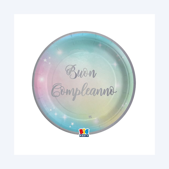 Piatto Soft Rainbow Buon Compleanno — 99162 | Ecotempo