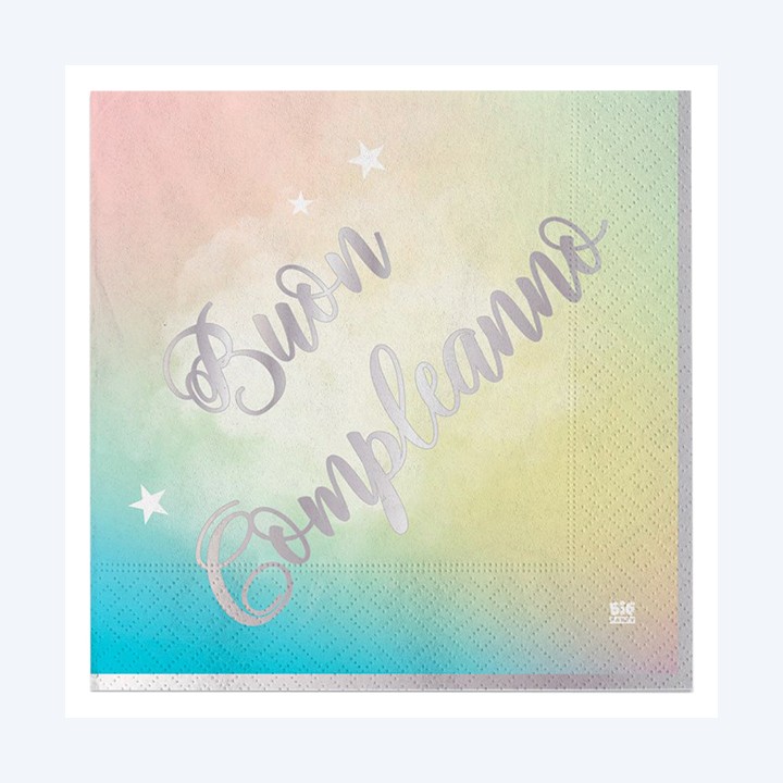 Tovagliolo Soft Rainbow Buon Compleanno — 99164 | Ecotempo