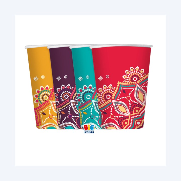 Bicchiere Mandala 200 ml carta Big Party conf. 8 pezzi | Ecotempo