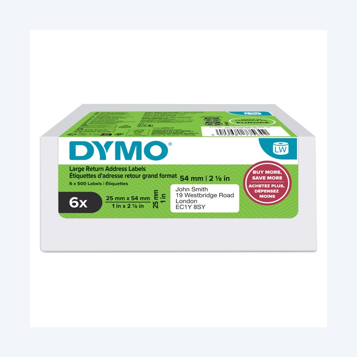 Rotolo 140 etichette LW 2177564 25 x 54 — 99557 | Ecotempo