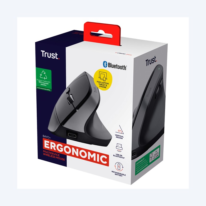Mouse ergonomico wireless Bayo+ Trust | Ecotempo