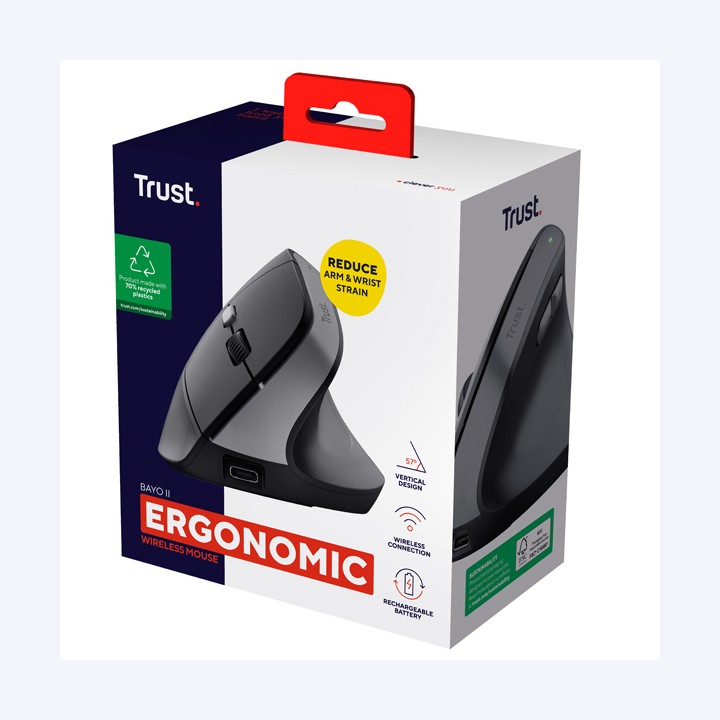 Mouse ergonomico wireless Bayo II Trust | Ecotempo
