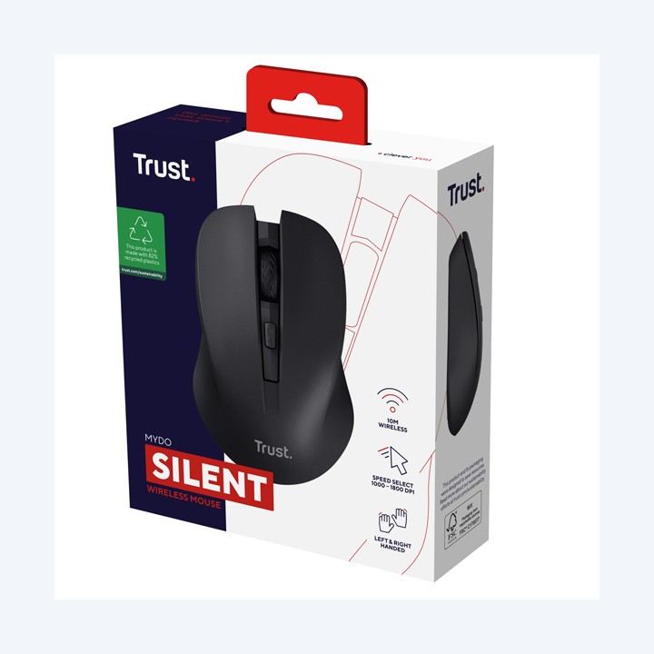 Mouse ottico silenzioso wireless Mydo nero Trust | Ecotempo