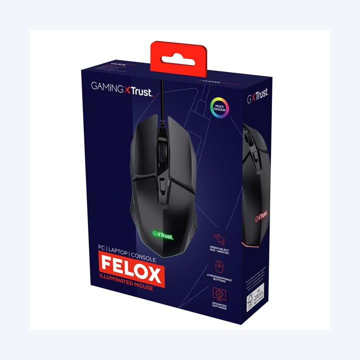 Mouse Gaming illuminato GXT 109 FRLOX nero Trust | Ecotempo