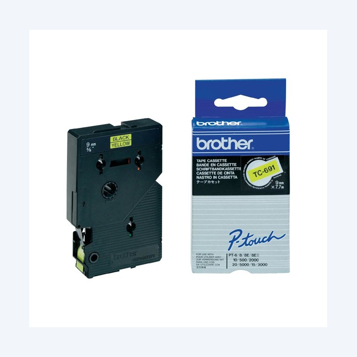 Brother Nastro Nero/Giallo TC691 9mm x7,7mt | Ecotempo