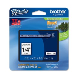 Brother Nastro Nero/Trasparente TZE111 6mm x 8mt | Ecotempo
